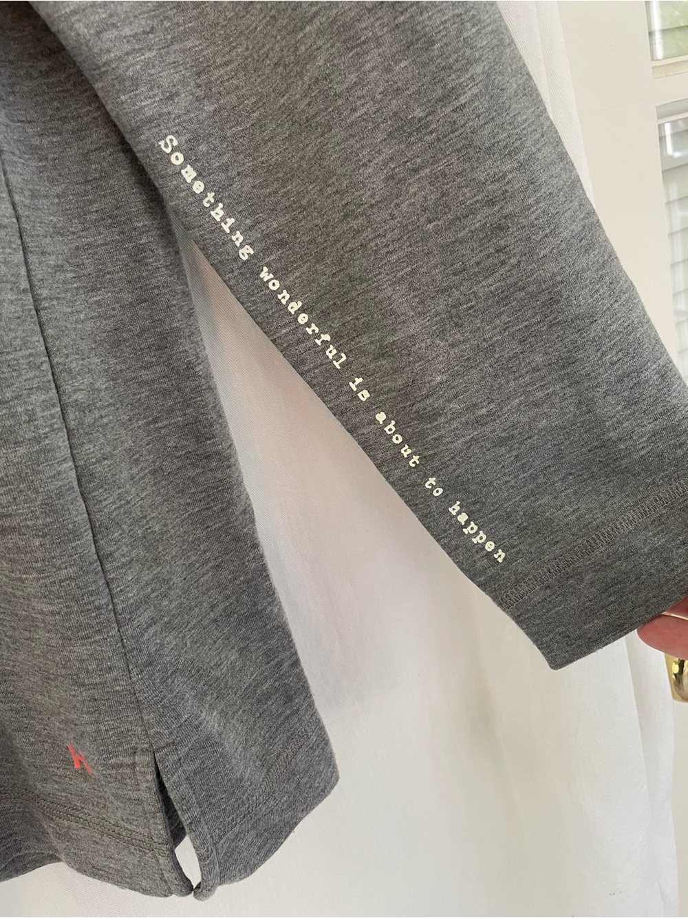 Gray Long-Sleeve Crewneck Top with Inspiring Quote - Picture 4 of 6